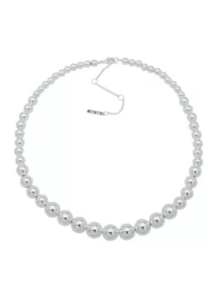 Silver Tone 17" Metal Ball Collar Necklace