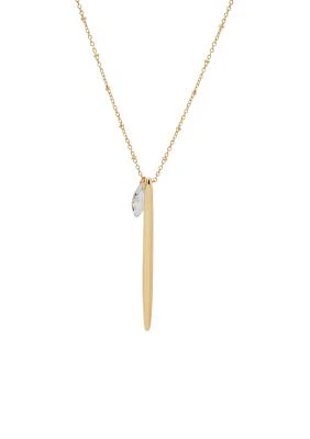 Gold Tone 30 Millimeter Crystal Stick Stone Pendant Necklace