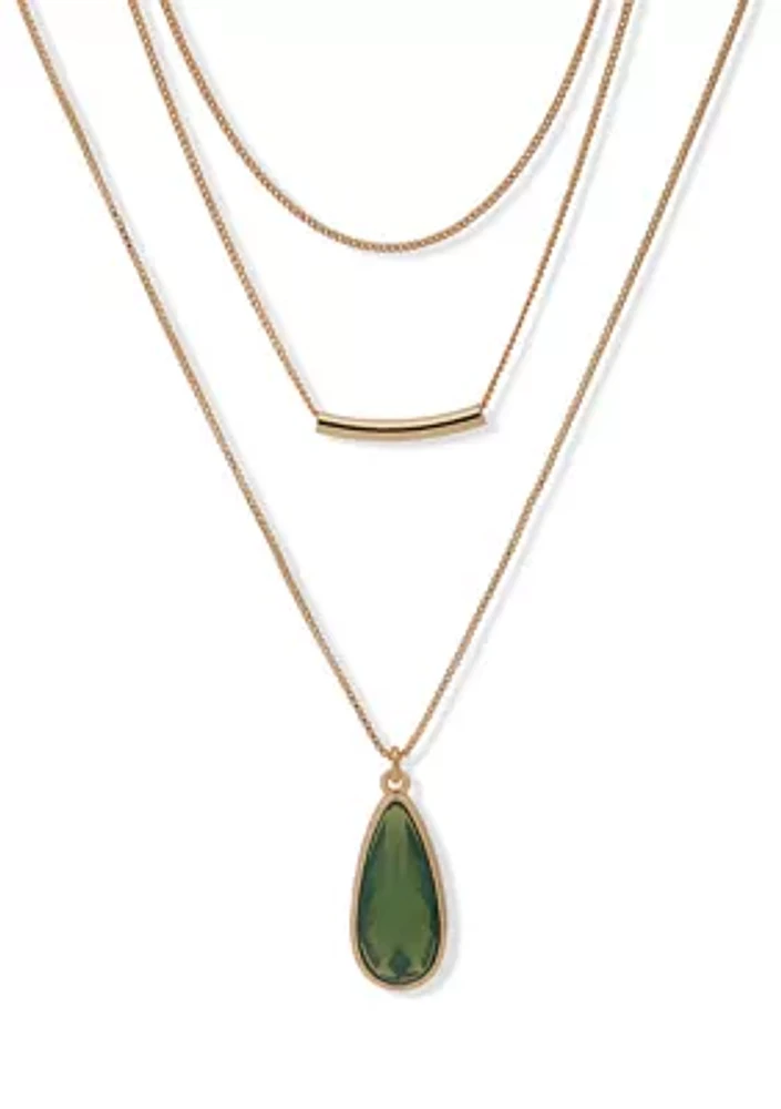 Stine Multirow Teardrop Necklace