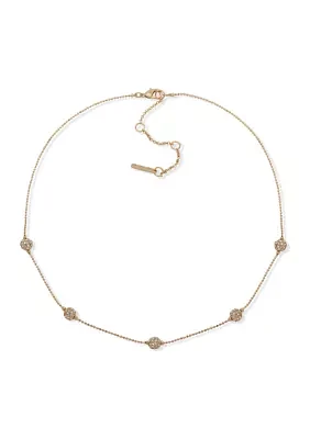 Gold Tone 17" Crystal Pavé Ball Collar Necklace