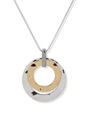 Tri Tone 34" Round Pendant Necklace