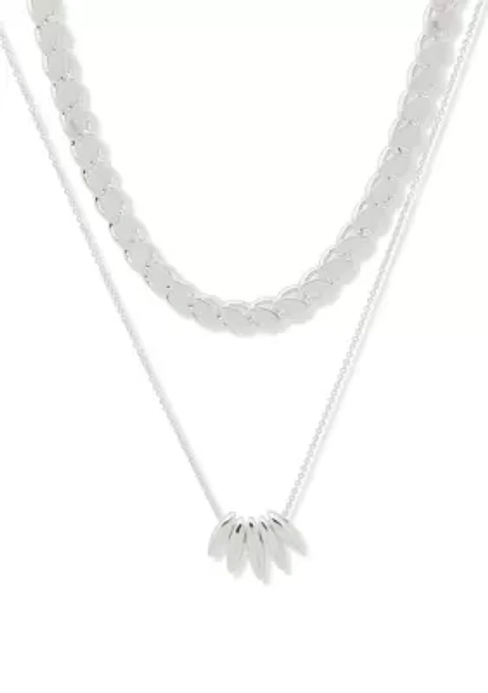 Silver Tone Multi Row Necklace