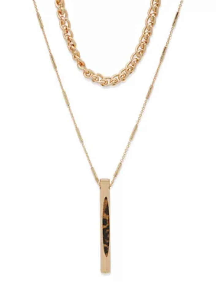 Gold Tone Double Strand Necklace