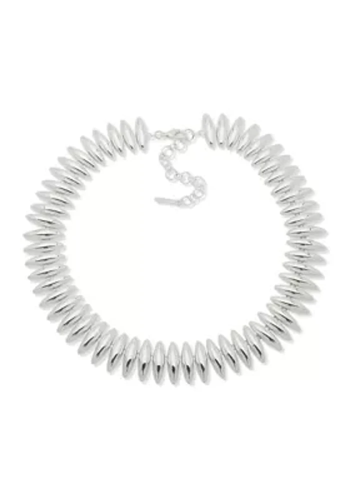 Silver Tone 17" Domed Collar Necklace