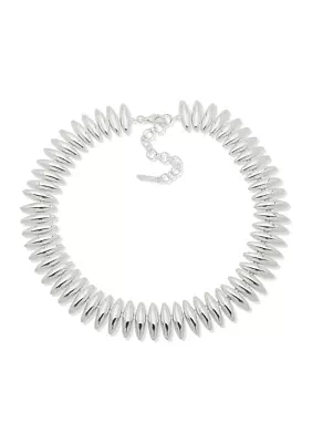 Silver Tone 17" Domed Collar Necklace