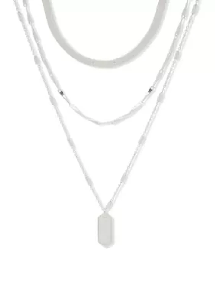 Silver Tone Multi Row Necklace