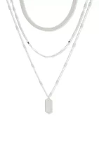 Silver Tone Multi Row Necklace