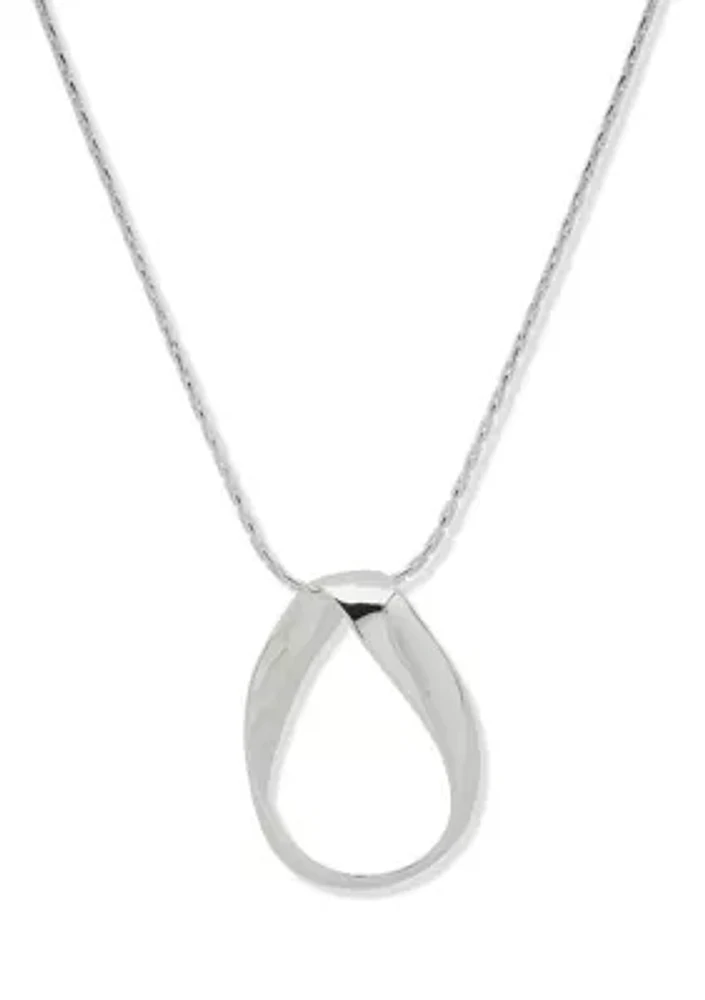 Silver Tone 34" Twisted Link Pendant Necklace