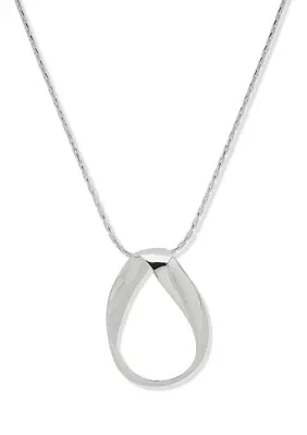 Silver Tone 34" Twisted Link Pendant Necklace