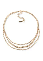 Gold Tone Multirow Necklace