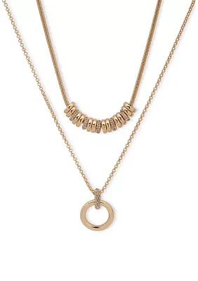 Gold Tone Crystal Multi Row Necklace