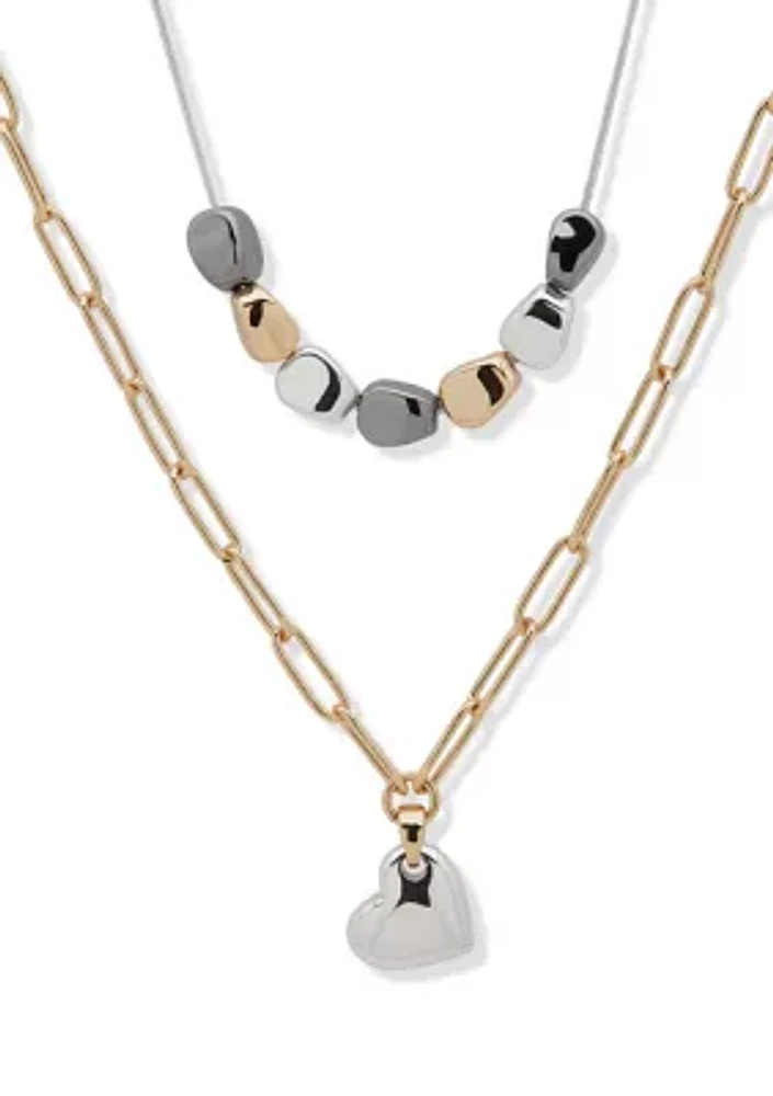 Tri Tone Multi Row Necklace