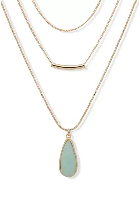 Stone Pendant Multirow Necklace