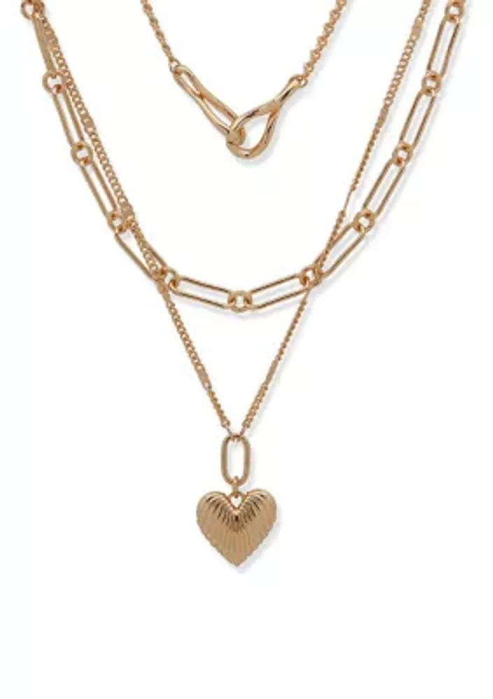 Gold Tone Multirow Necklace