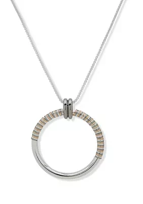 Tri Tone Multi Ring Pendant Necklace