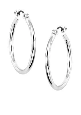 Classic Silver-Tone Click Top Tube Hoop Earrings