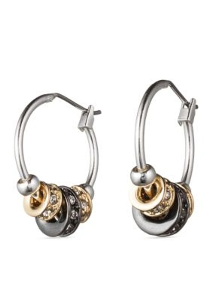 Slider Tri Tone Hoop Earrings