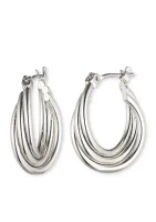 Silver-Tone Small Twist Hoop Earrings