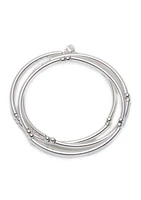 Silver-Tone Set Of 3 Stacking Bangle Bracelets