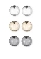 Tri-Tone Three Ball Stud Earring Set