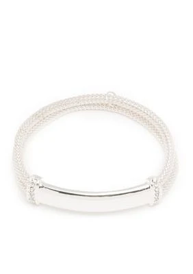 Silver-Tone Bar Stretch Boxed Bracelet