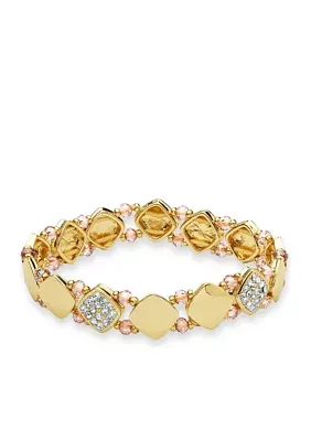 Gold-Tone Stretch Crystal Boxed Bracelet