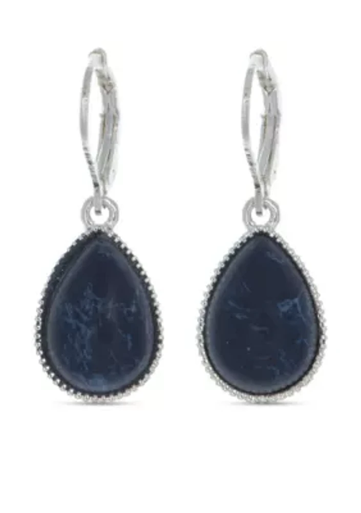 Silver-Tone NW Denim Basics Teardrop Drop Earrings