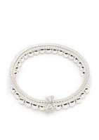 Silver-Tone 2 Row Stretch Boxed Bracelet