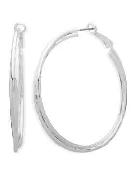 Silver-Tone Modern Metals Large Hoop Earrings