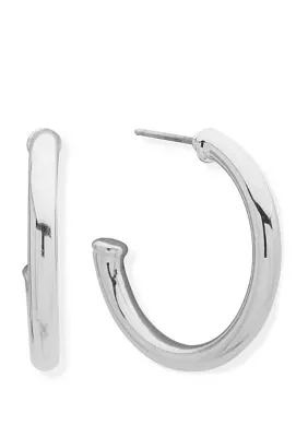 Silver Tone Medium Post C Hoop Earrings