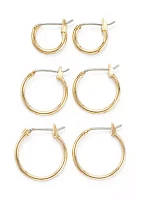 Gold Tone Small Hoop Trio Earrings