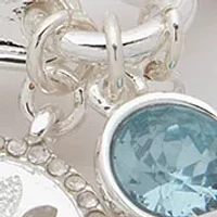 Silver Tone Sand Dollar Stretch Bracelet - Aqua Boxed Jewelry 