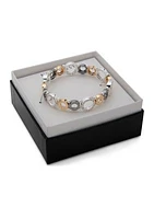 Boxed Tri-Tone Circle Stretch Bracelet 