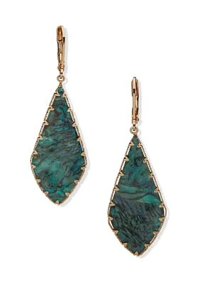 Gold Tone Large Flat Drop Earrings