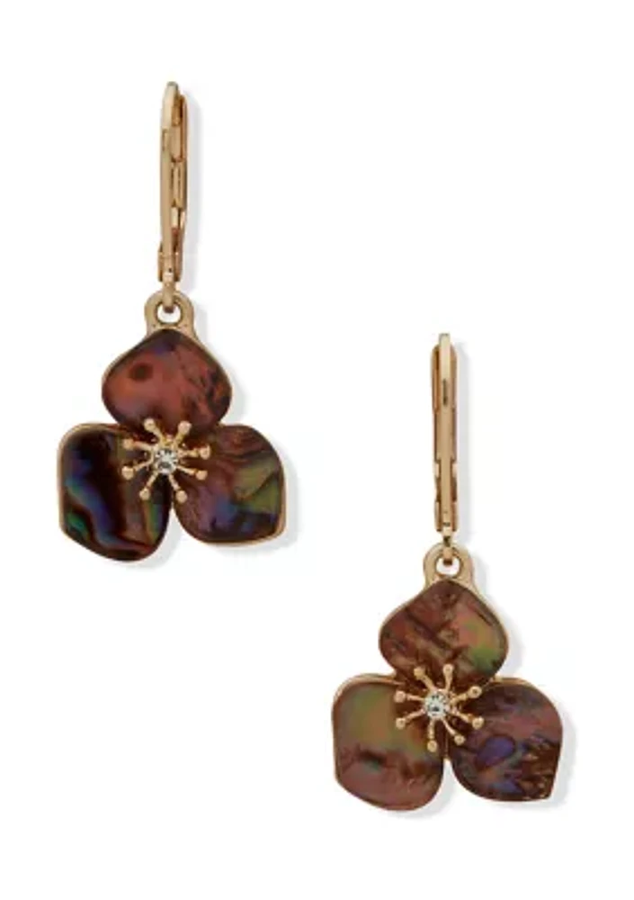 Gold Tone Flower Drop Earrings