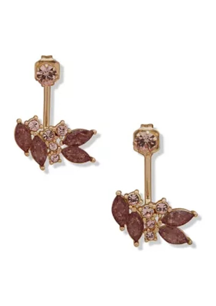 Gold Tone Crackled Cubic Zirconia Floater Earrings