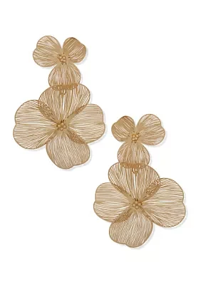 Open Flower Double Drop Earrings