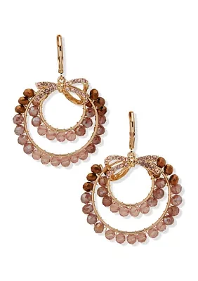 Gold Tone Pave Beaded Orbital Earrings