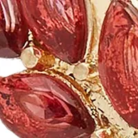 Gold Tone Open Leaf Burgundy Wreath Earrings