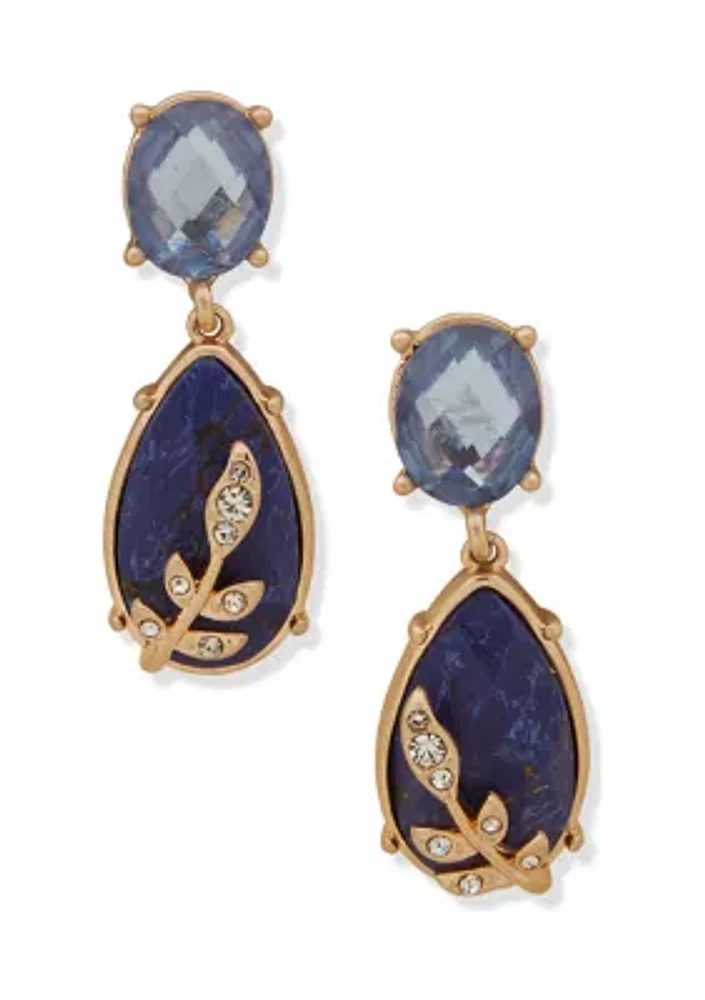 Gold Tone Stone Drop Earrings