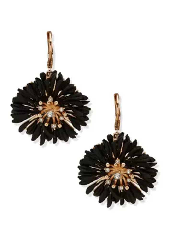 Gold Tone Flower Drop Earrings