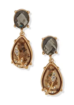 Gold Tone Stone Drop Earrings