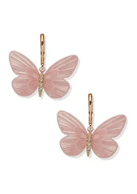 Gold Tone Butterfly Drop Earrings