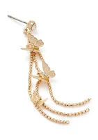 Gold Tone Butterfly Chain Tassel Linear Earrings