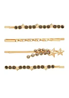 Gold Tone Star Bobby Pins - Set of 4