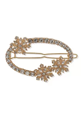 Gold Tone Crystal Snowflake Hair Barrette