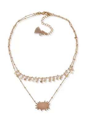 Gold Tone 16'' Blush Multirow Shaky Pendant Necklace