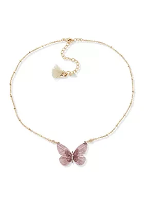 Gold Tone 16" Butterfly Pendant Necklace