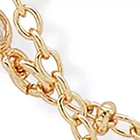 Gold Tone White 2 Row Heart Pendant Necklace