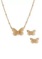 Butterfly Earrings and Necklace Set